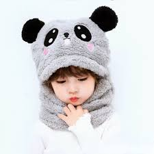 Winter Kids Hats Cute Cartoon Bear Ear Plush Caps Baby Hat