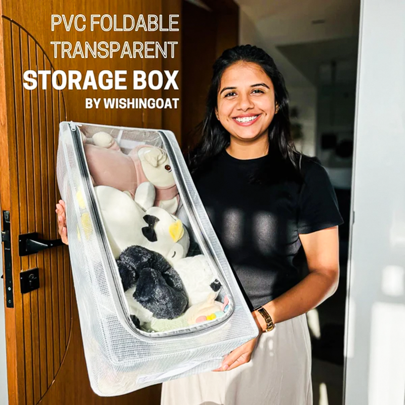 Foldable Transparent Storage Box for Shoes, Toys, Clothes, Books 0 Reviews