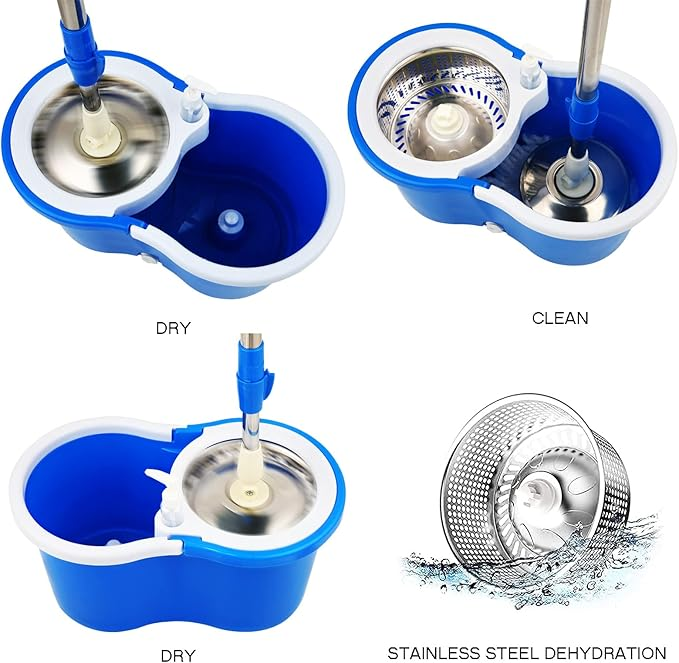 Spin Mop and Bucket Set 360 Spin Mop and Bucket Set with 2 Microfiber Mop Pads,Mop and Bucket System with