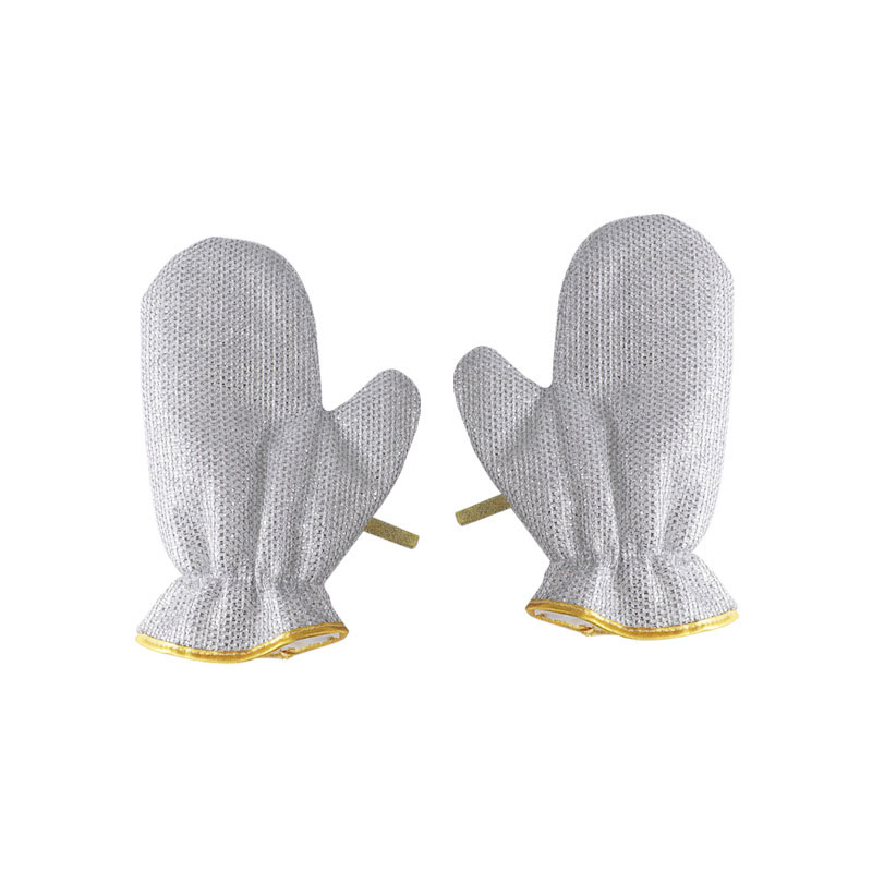 \Pack Off 2 Silver Dishwashing Gloves New Hand Protection Steel Wire Cleaning Gloves Anti-scalding Oil-proof Mitten Insulation Wire Dishwashing Pot Washing Gloves